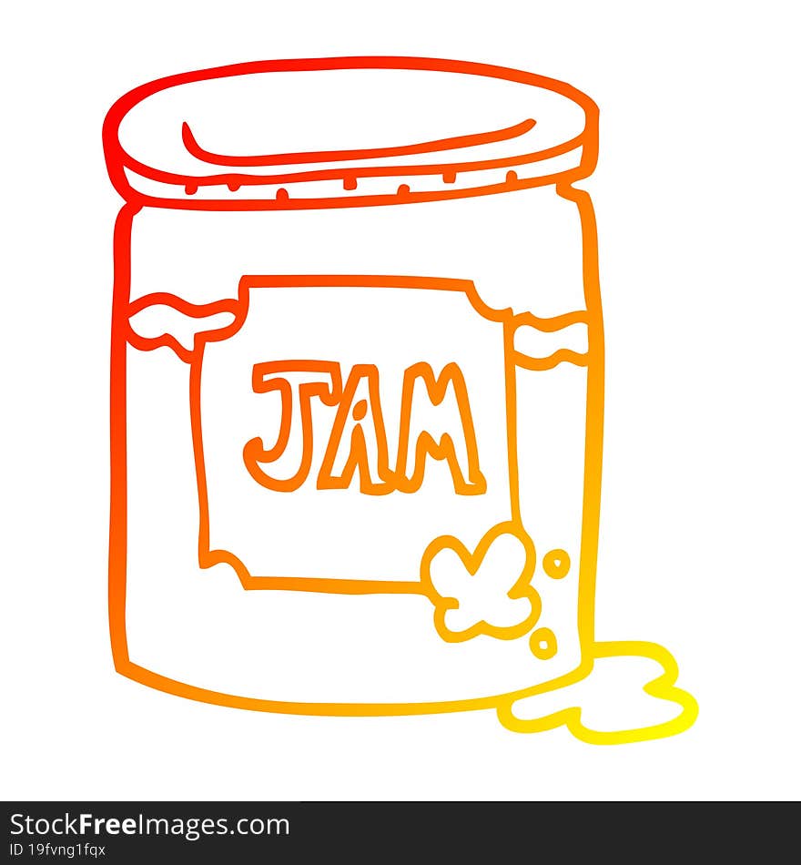 warm gradient line drawing of a cartoon jam pot