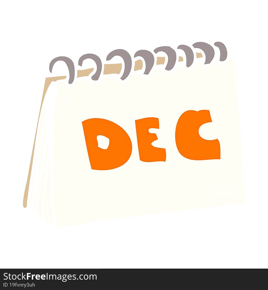 Cartoon Doodle Calendar Showing Month Of December