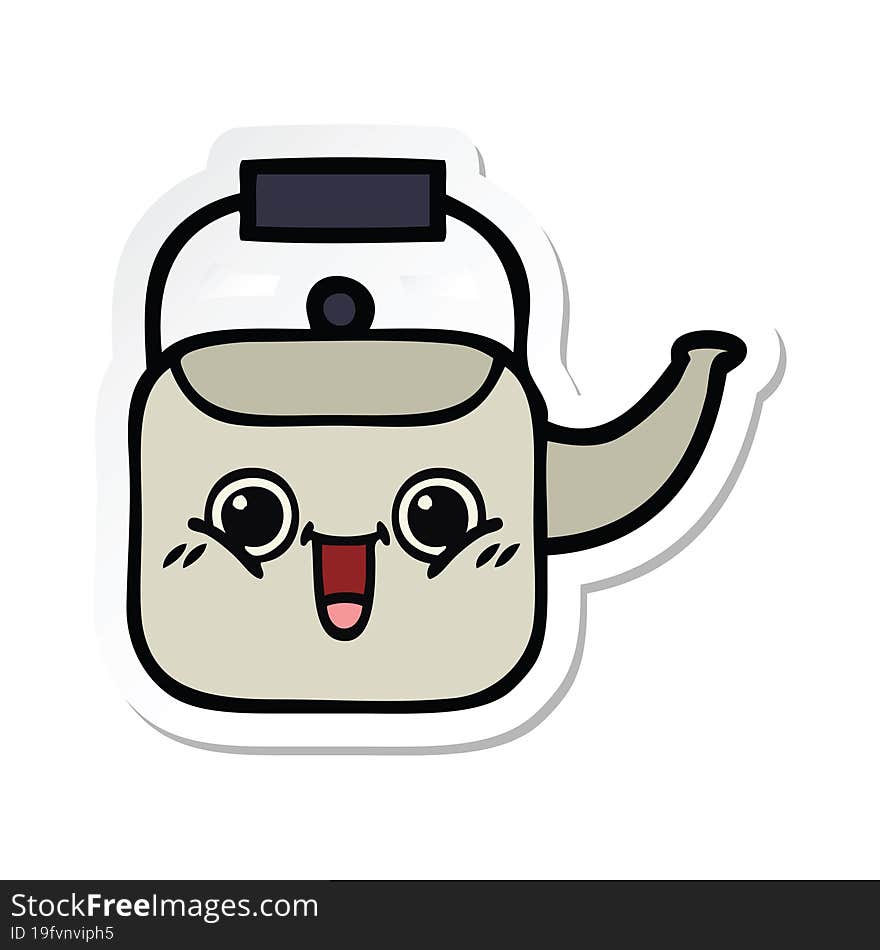 sticker of a cute cartoon kettle