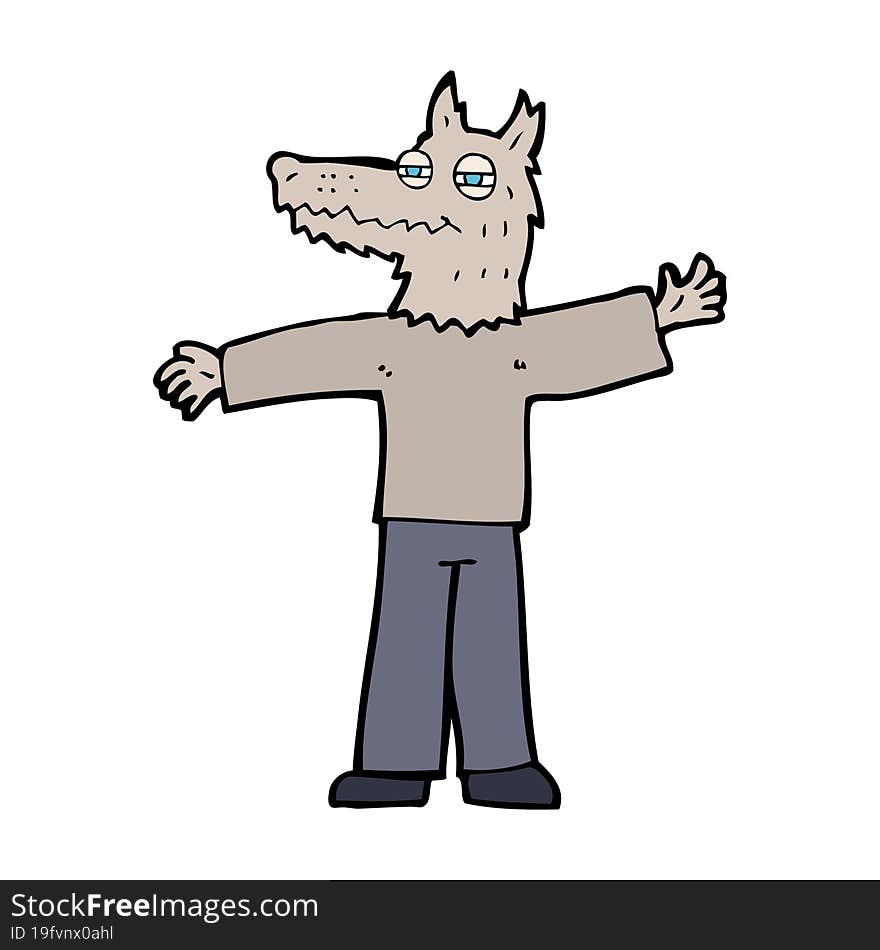 cartoon happy wolf man