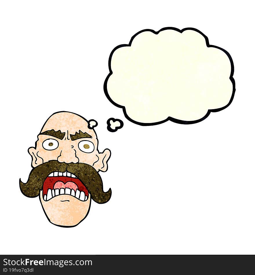 cartoon angry old man with thought bubble