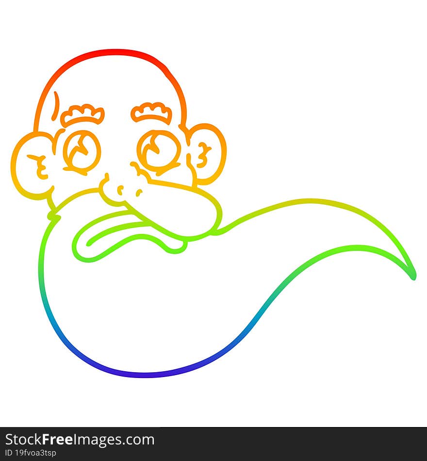 Rainbow Gradient Line Drawing Cartoon Grumpy Old Man