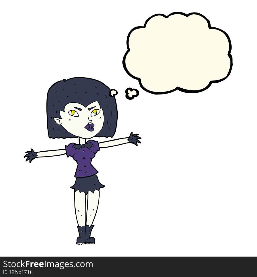 cartoon vampire girl with thought bubble