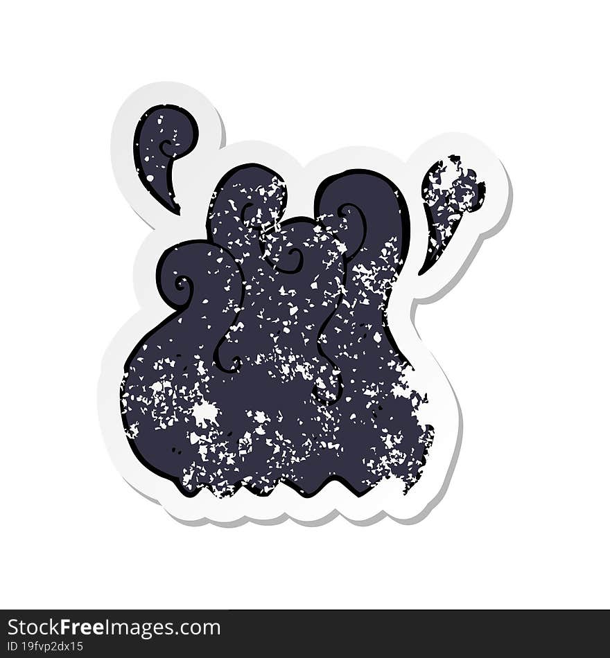 retro distressed sticker of a black smoke cartoon element