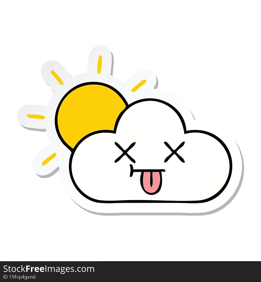 Sticker Of A Cute Cartoon Sunshine And Cloud