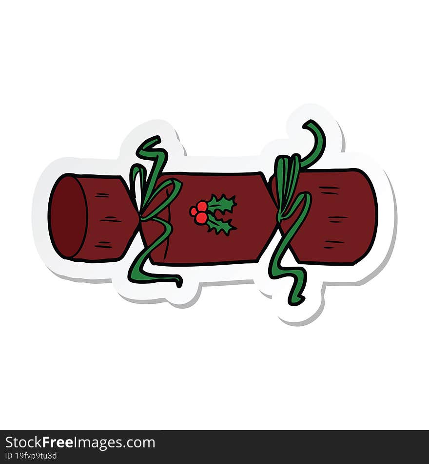 Sticker Of A Xmas Cracker Cartoon