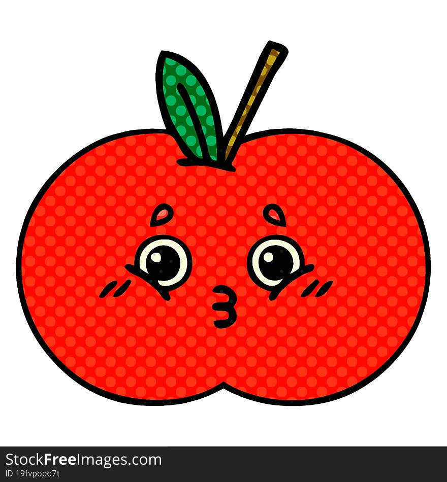 comic book style cartoon of a red apple