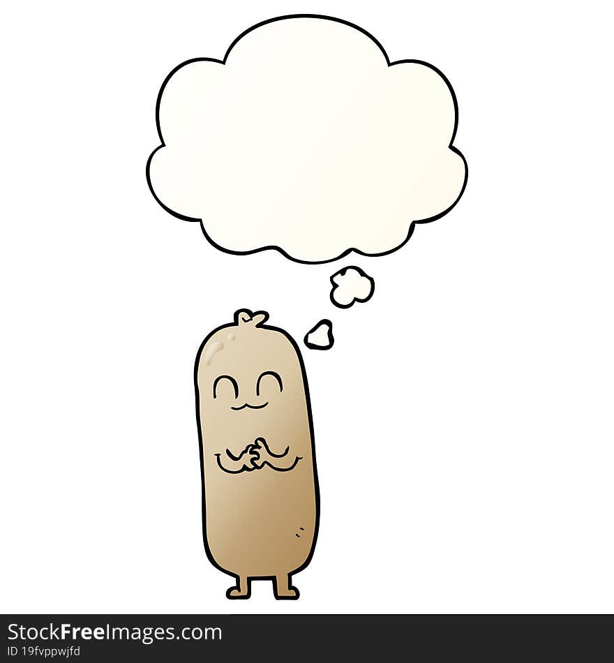 cartoon sausage and thought bubble in smooth gradient style