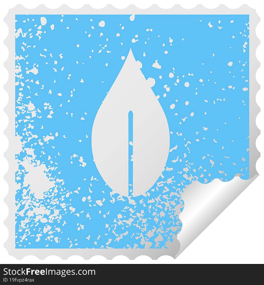 distressed square peeling sticker symbol of a autumn leaf