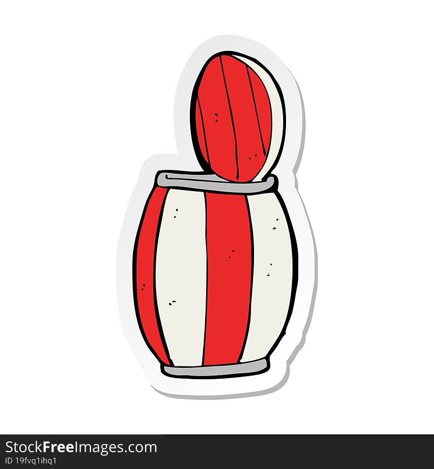 sticker of a cartoon painted barrel