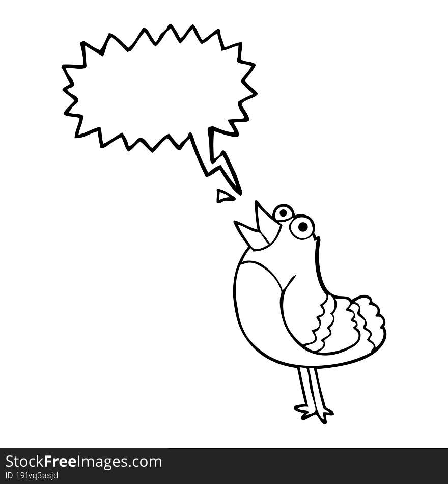 freehand drawn speech bubble cartoon bird