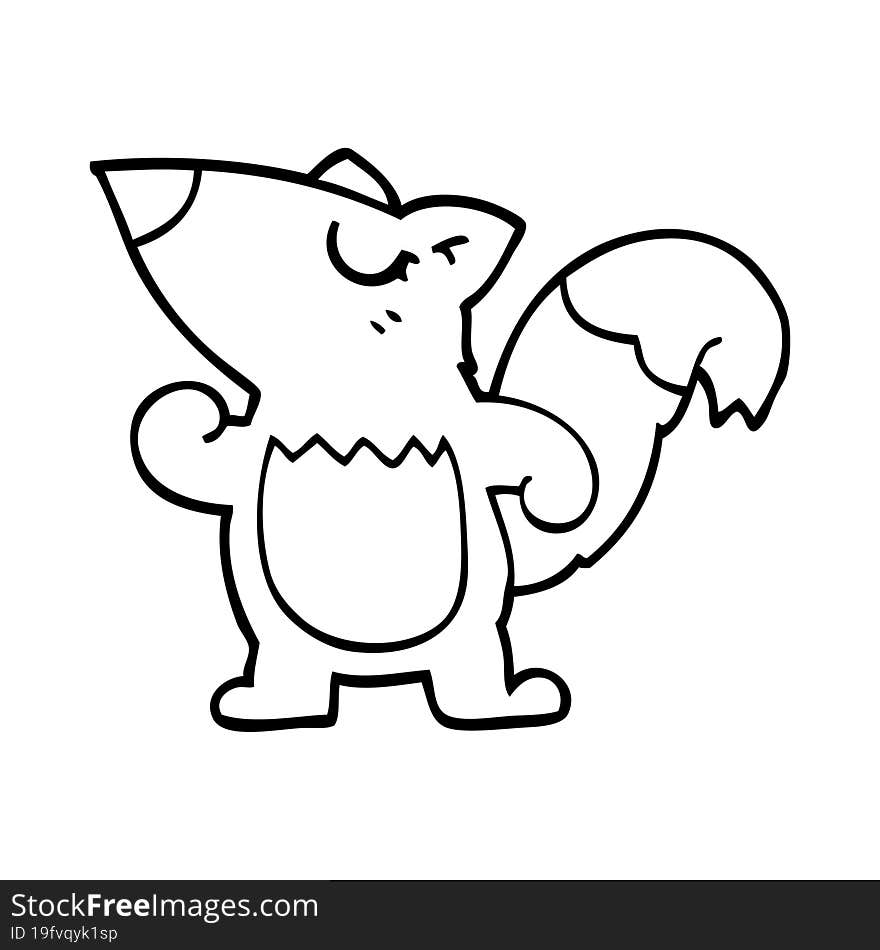 Line Drawing Cartoon Squirrel