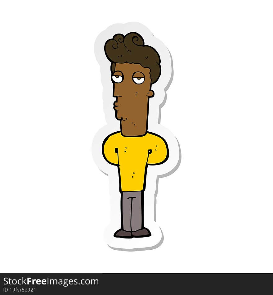 sticker of a cartoon bored man