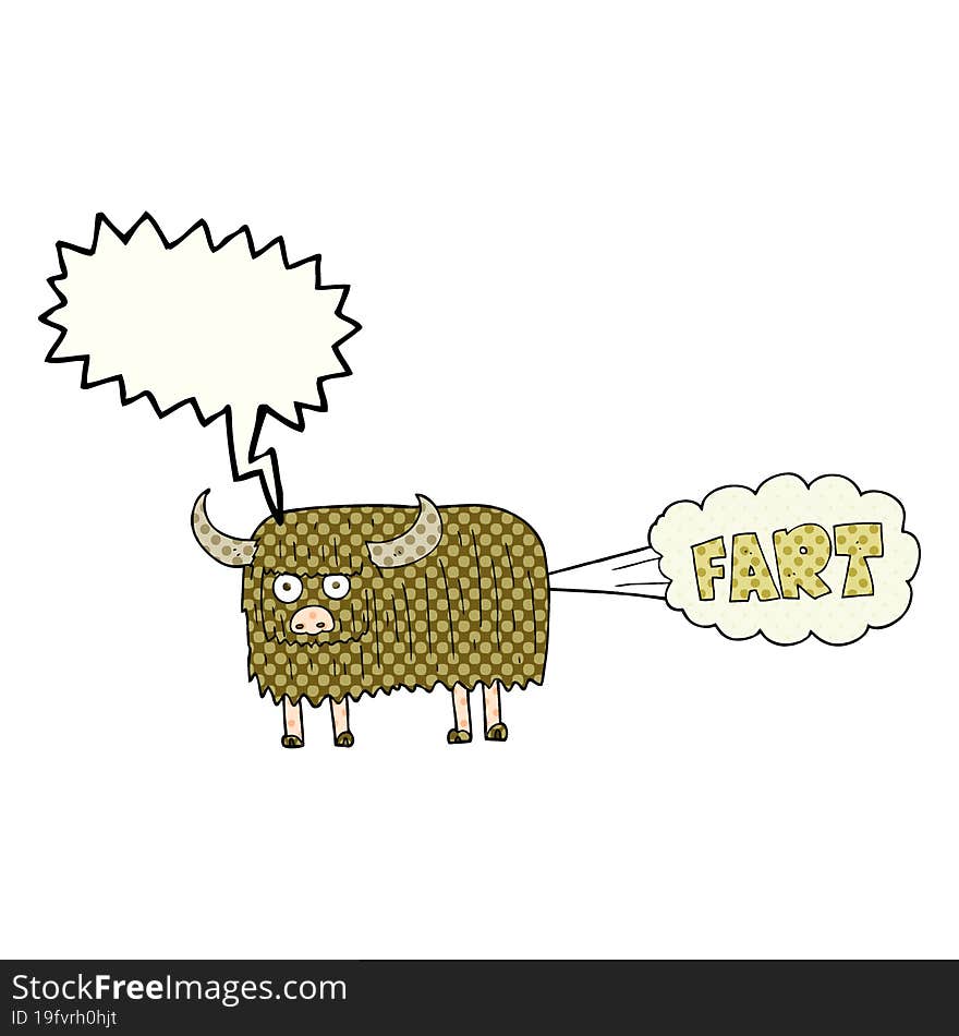 Comic Book Speech Bubble Cartoon Hairy Cow Farting