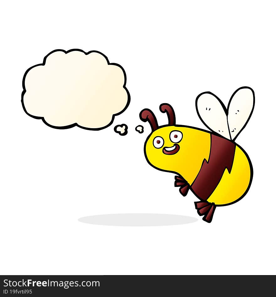 Funny Cartoon Bee With Thought Bubble