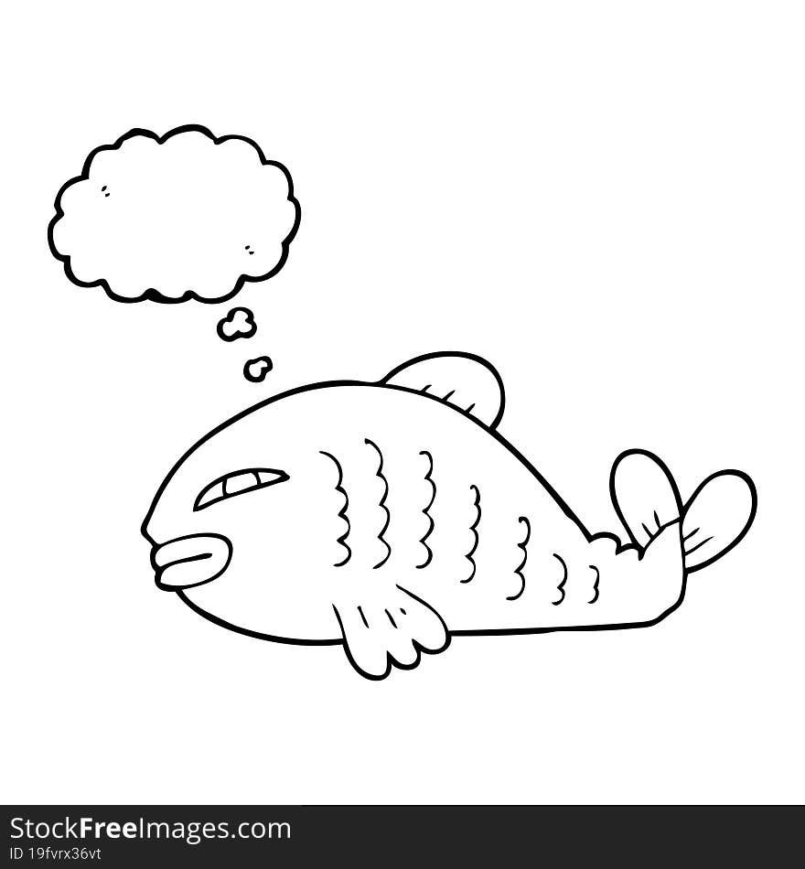 freehand drawn thought bubble cartoon fish