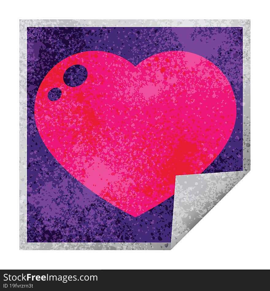 heart peeling sticker graphic vector illustration square peeling sticker. heart peeling sticker graphic vector illustration square peeling sticker