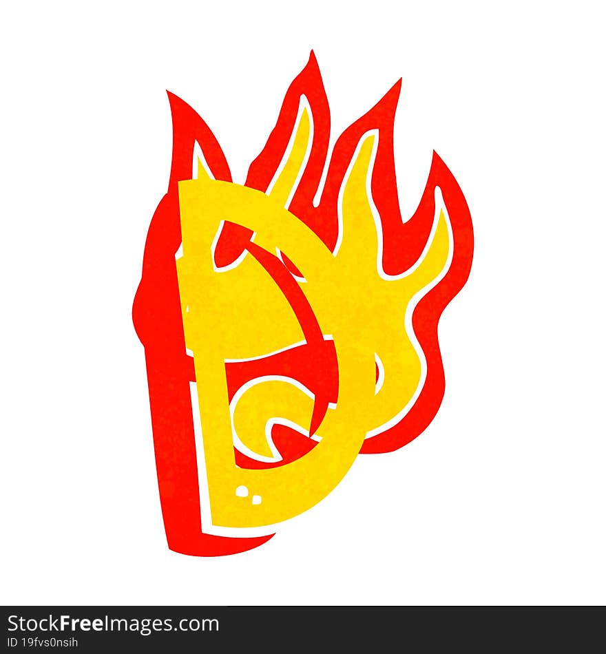 cartoon flaming letter