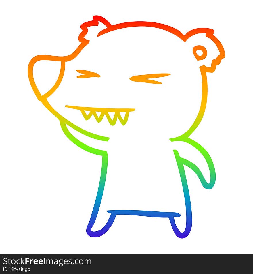 rainbow gradient line drawing angry polar bear cartoon