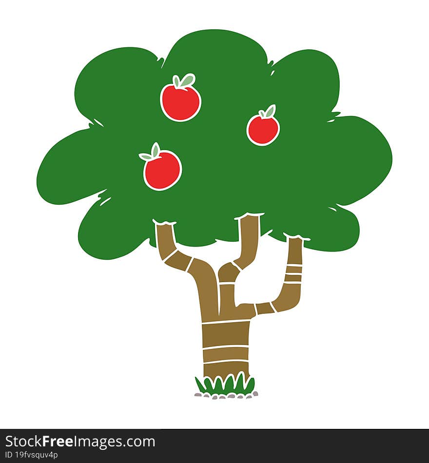 flat color style cartoon apple tree