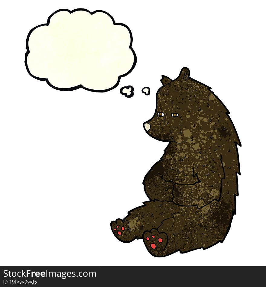 cute cartoon black bear with thought bubble