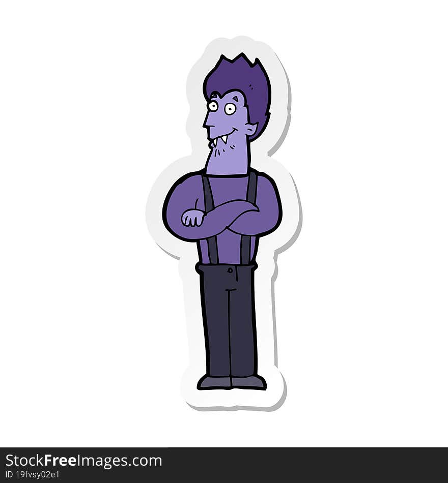 Sticker Of A Cartoon Happy Vampire