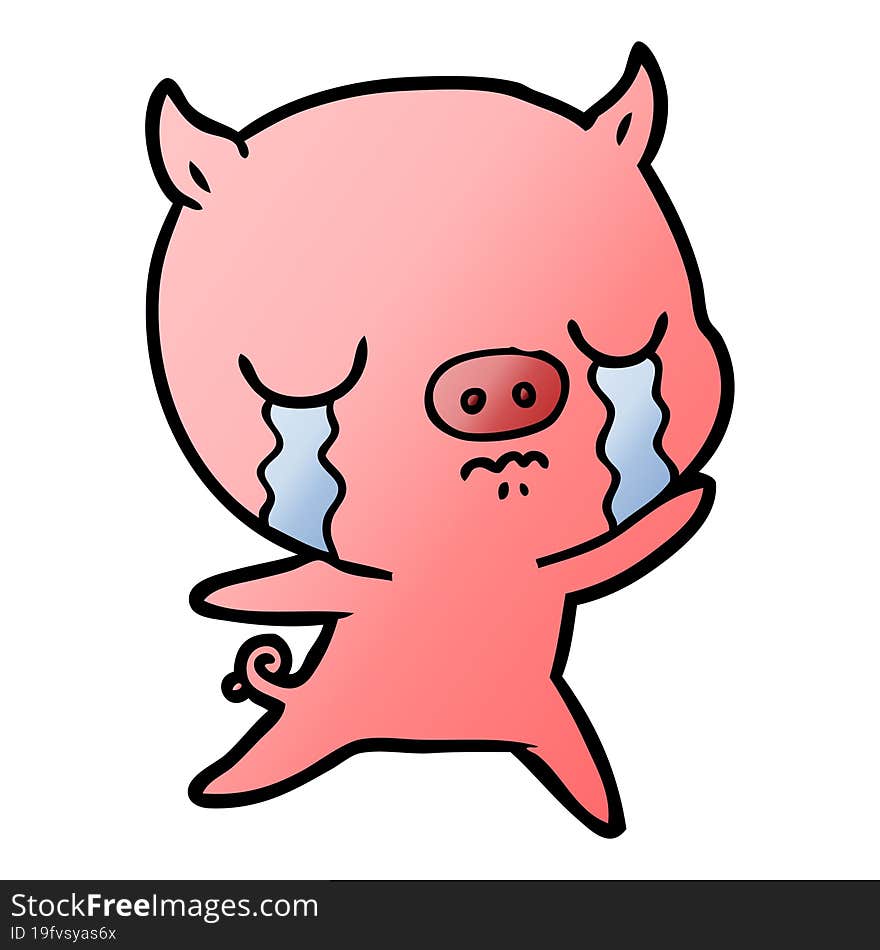 cartoon pig crying. cartoon pig crying