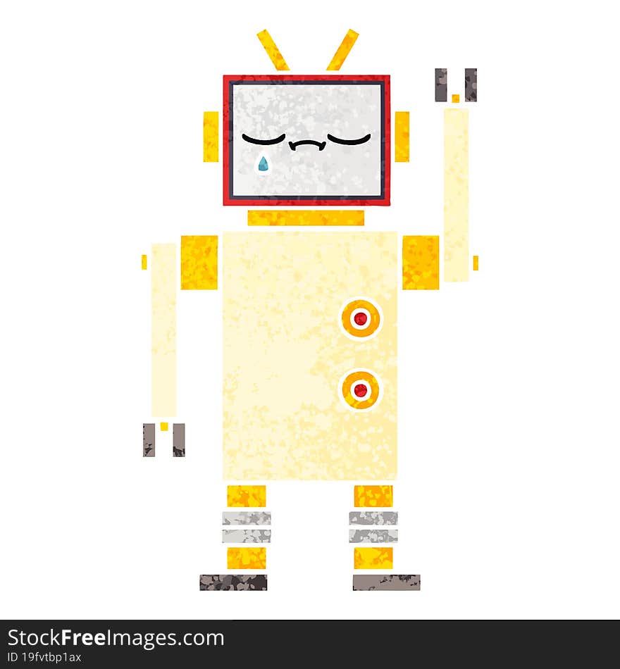 Retro Illustration Style Cartoon Robot