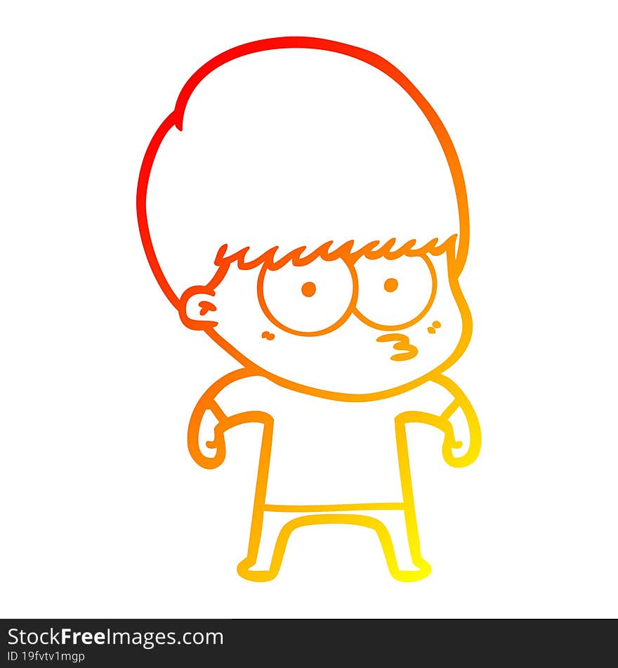 Warm Gradient Line Drawing Nervous Cartoon Boy