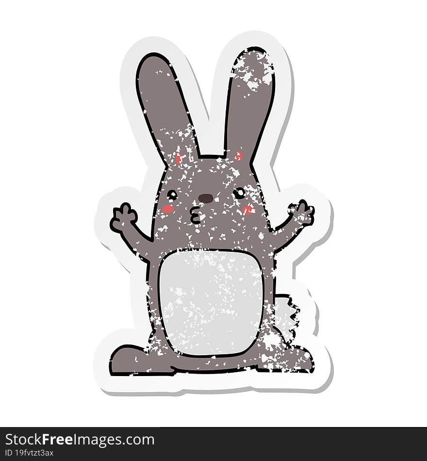 Distressed Sticker Of A Cartoon Rabbit