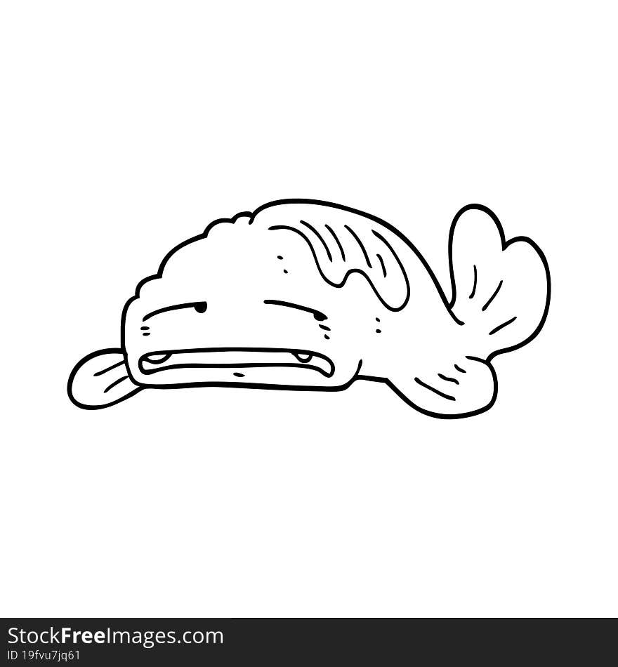 cartoon sad old fish