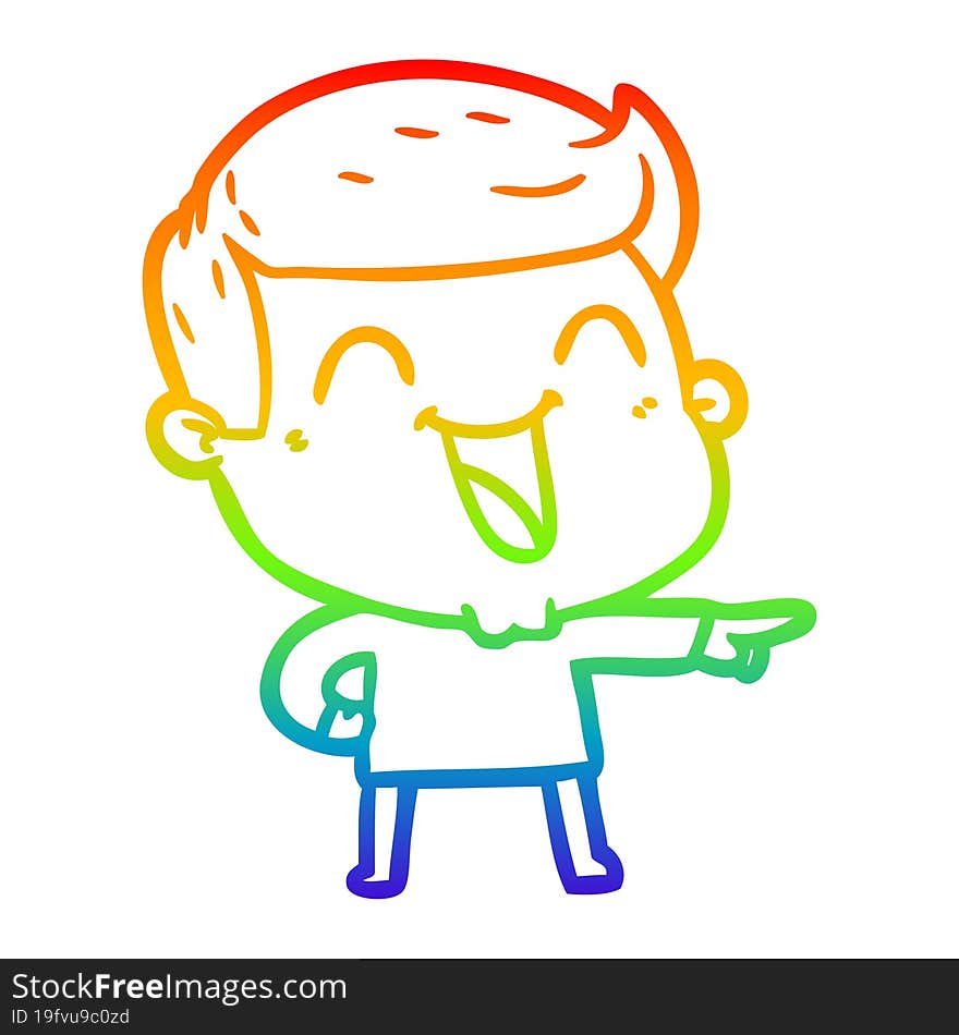 rainbow gradient line drawing of a cartoon man laughing