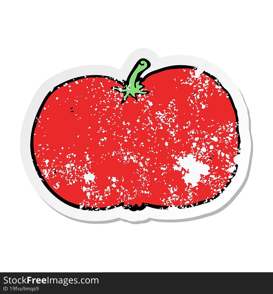 distressed sticker of a cartoon tomato