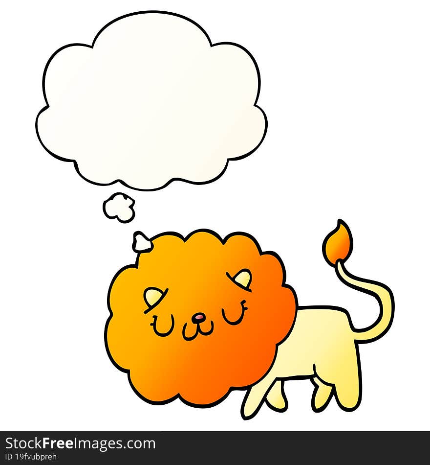 cartoon lion and thought bubble in smooth gradient style