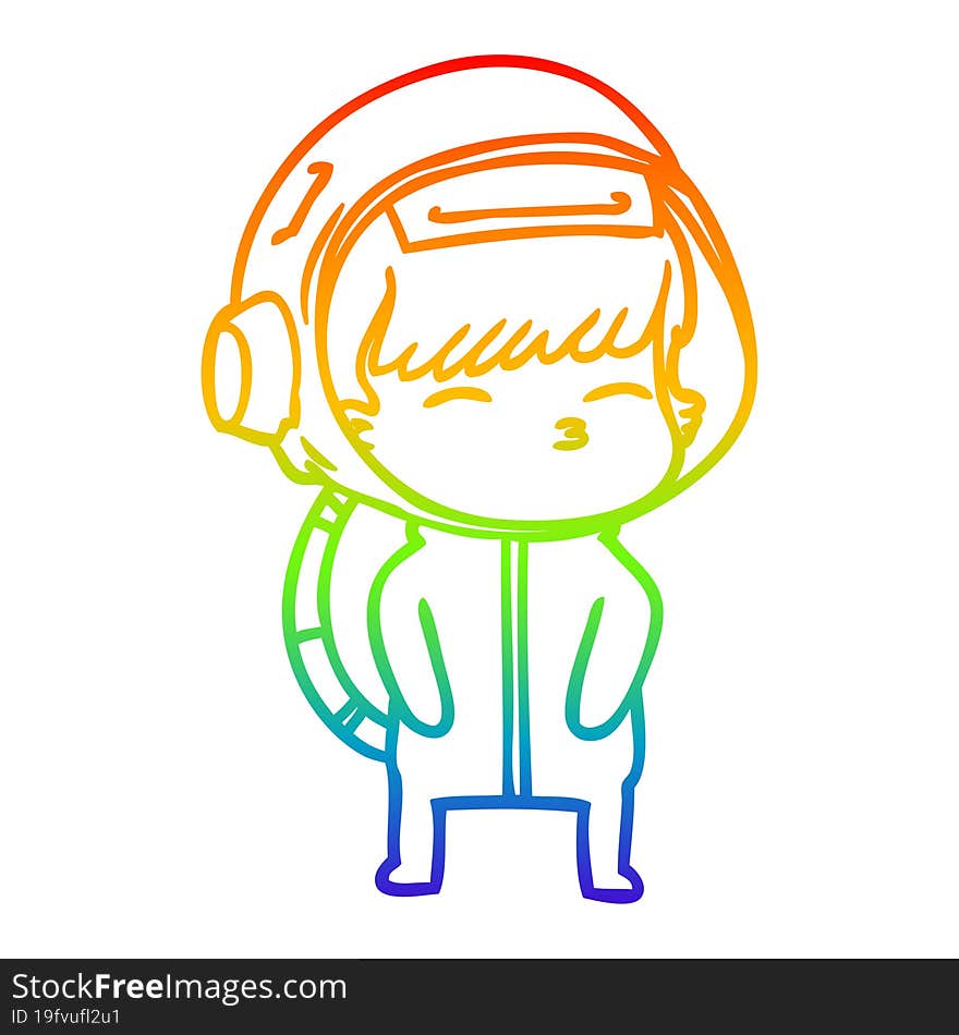 rainbow gradient line drawing cartoon curious astronaut