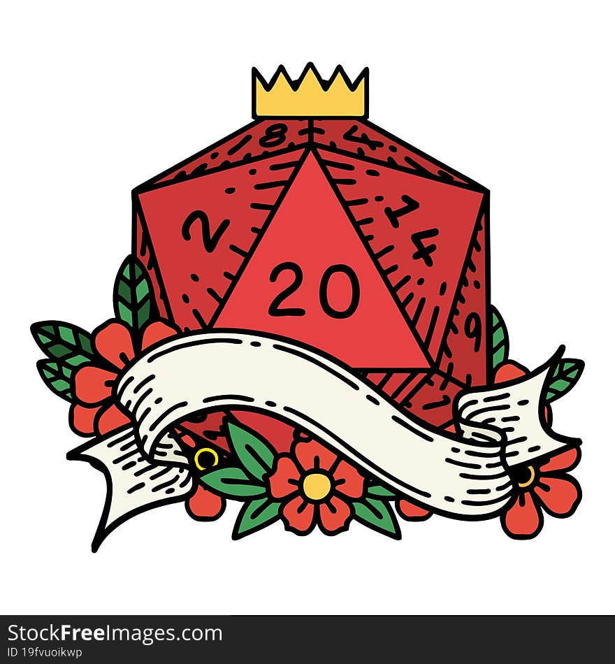 natural twenty D20 dice roll illustration