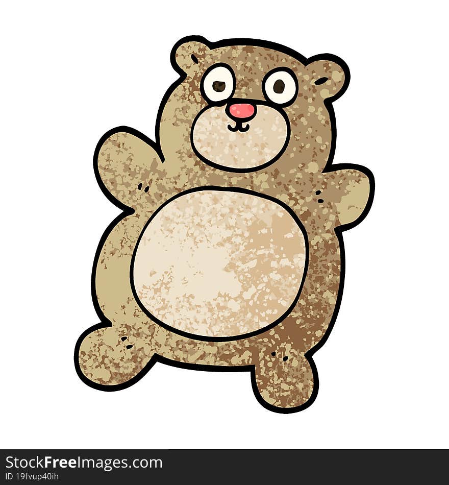 Grunge Textured Illustration Cartoon Teddy Bear