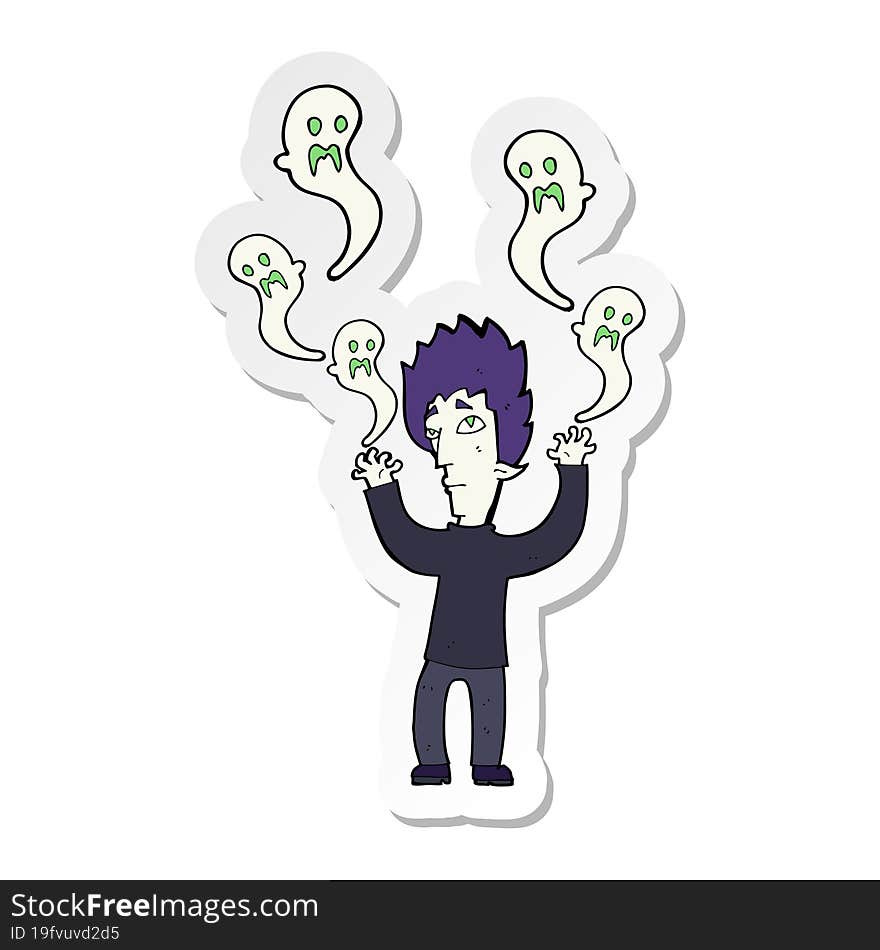 Sticker Of A Cartoon Spooky Vampire