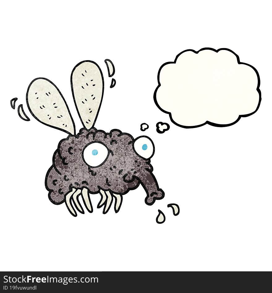 thought bubble textured cartoon fly