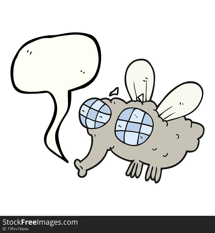 freehand drawn speech bubble cartoon fly