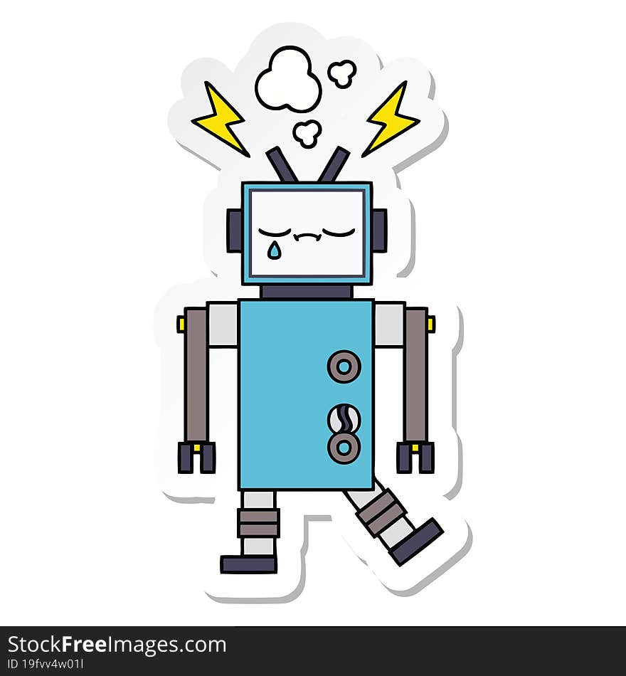 sticker of a cute cartoon robot