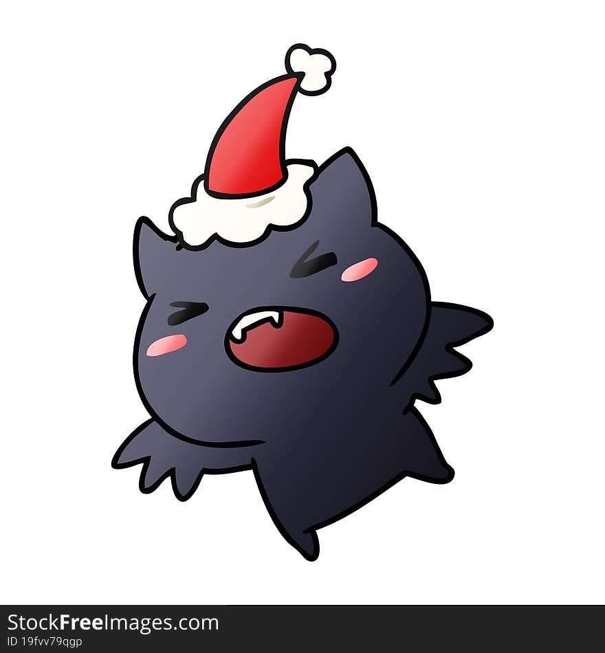 christmas gradient cartoon of kawaii bat