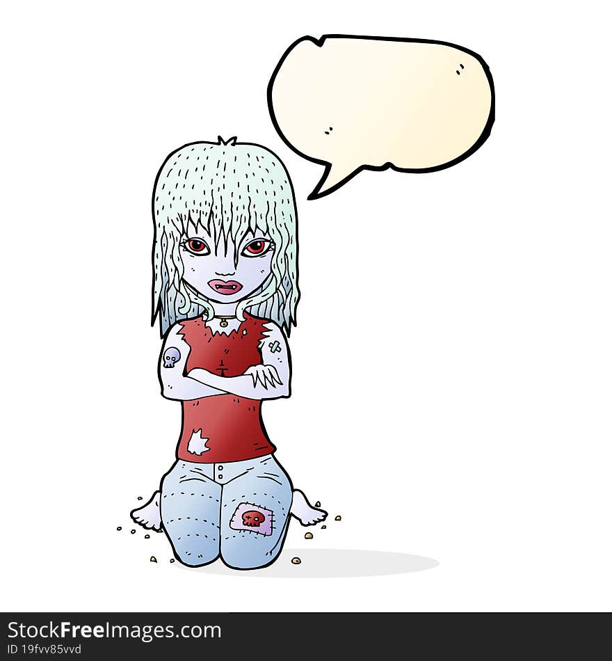 cartoon vampire girl with speech bubble