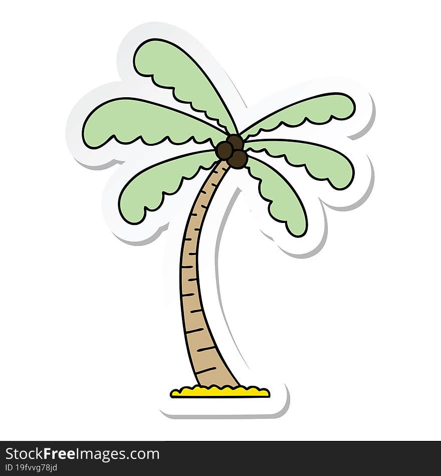 sticker of a quirky hand drawn cartoon palm tree