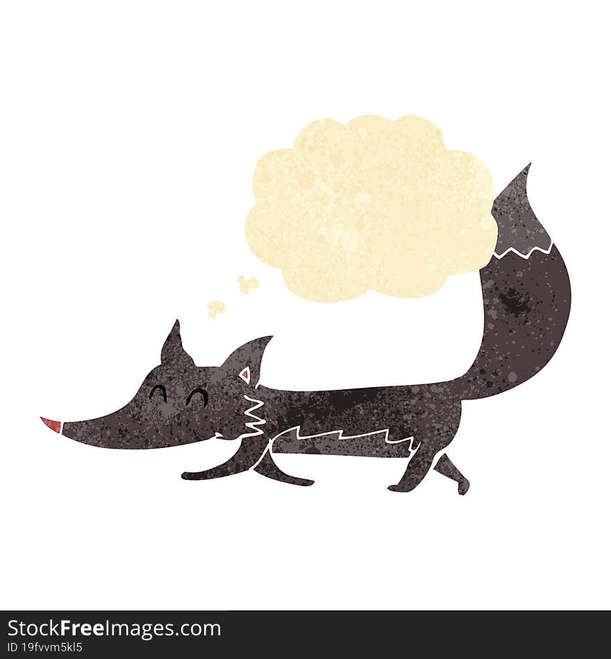 cartoon little wolf with thought bubble