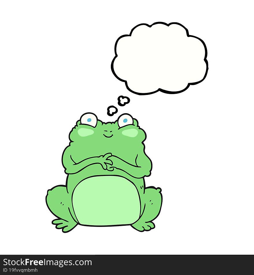 freehand drawn thought bubble cartoon funny frog