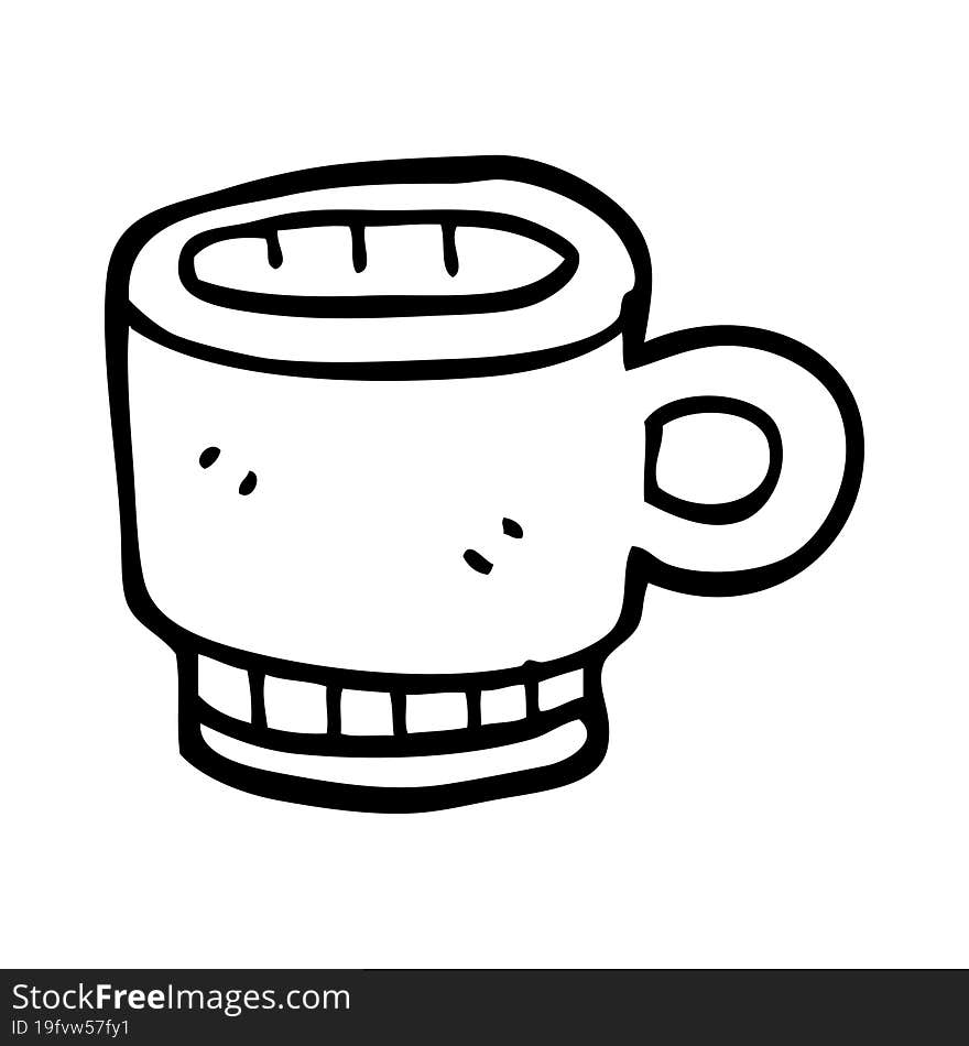 Line Drawing Cartoon Coffee Mug