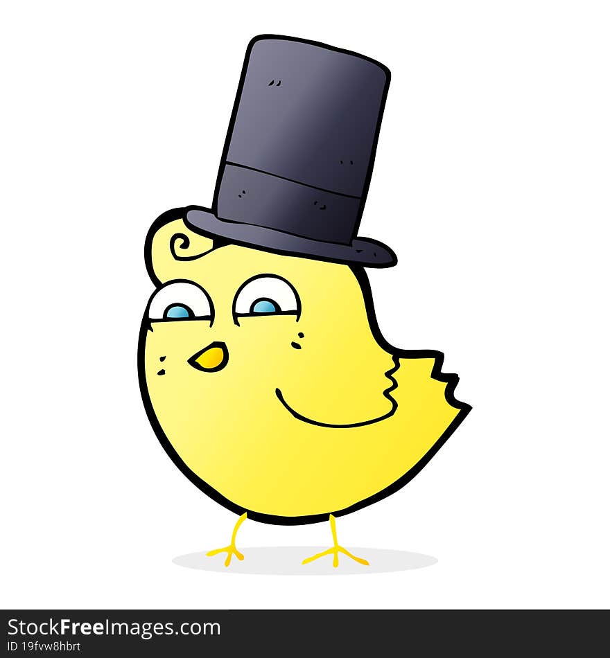 cartoon bird wearing top hat