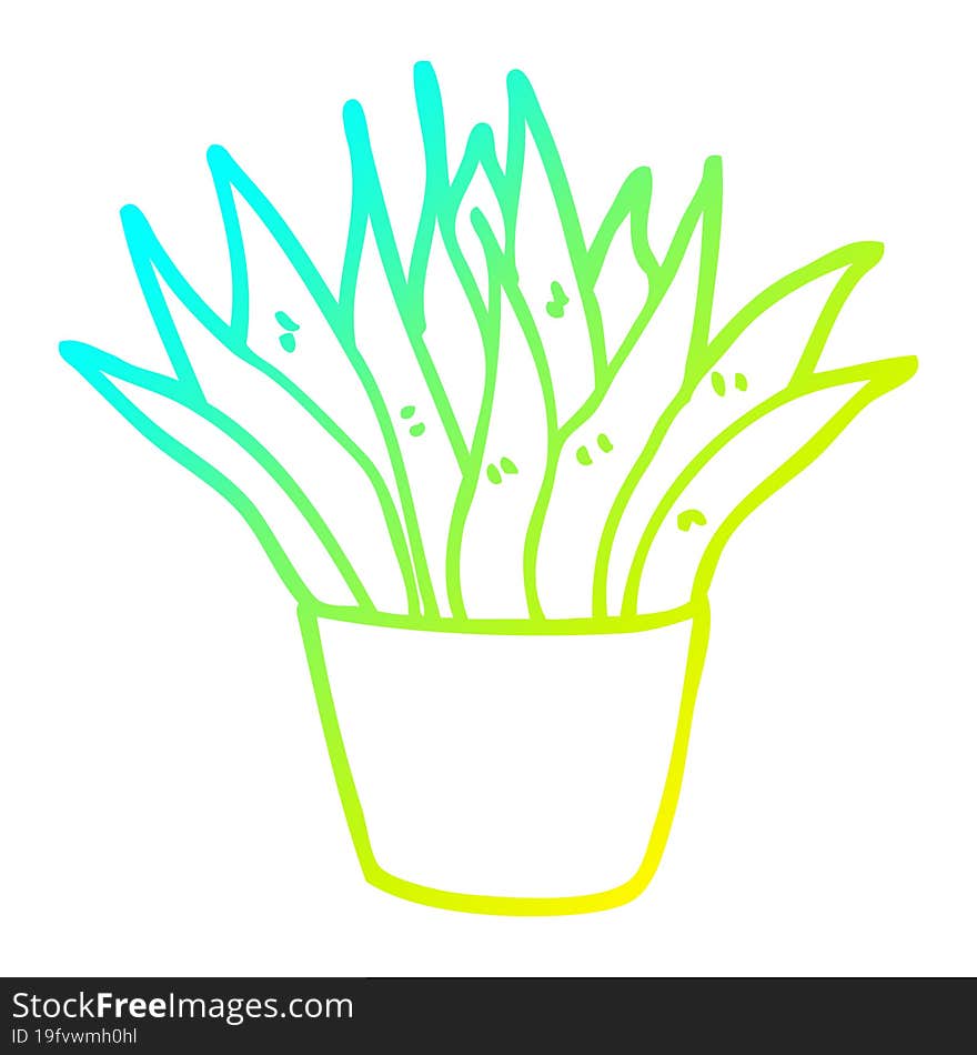 cold gradient line drawing cartoon house plant