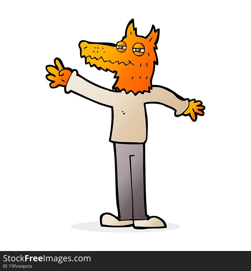 Cartoon Waving Fox